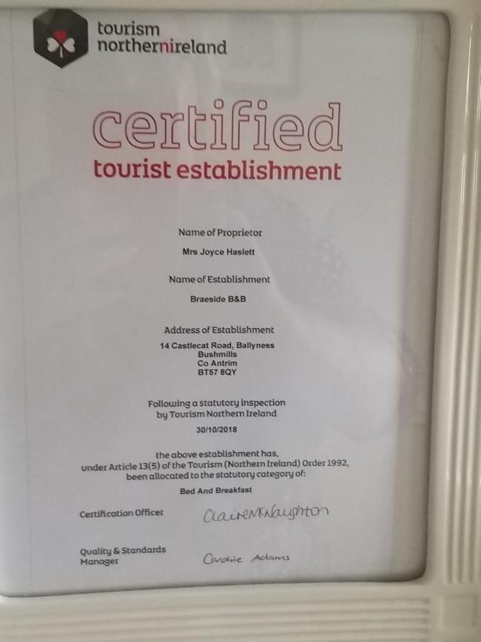 Braeside B&B Bushmills Zewnętrze zdjęcie